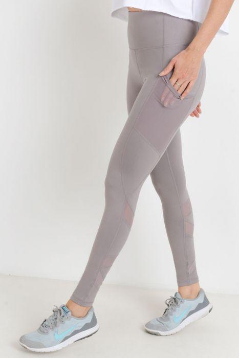 Highwaist Ziggy Zag Pocket Full Leggings featuring slanted mesh accents and a high waist design for support.