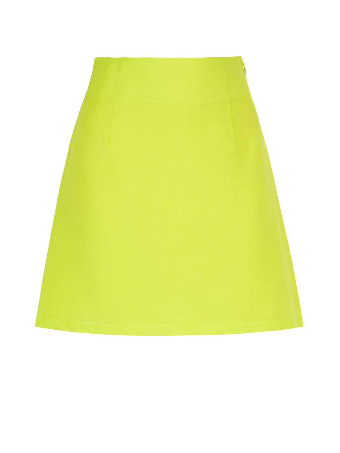 High-Waisted Mini Skirt featuring A-line silhouette and front pleat detail, displayed in vibrant colors.