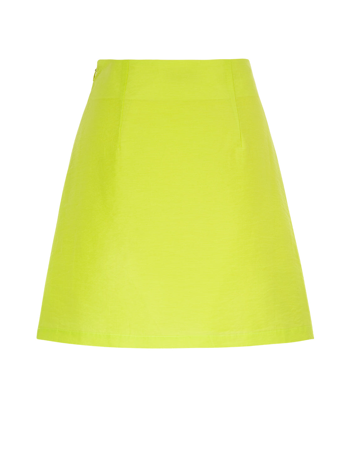 High-Waisted Mini Skirt featuring A-line silhouette and front pleat detail, displayed in vibrant colors.