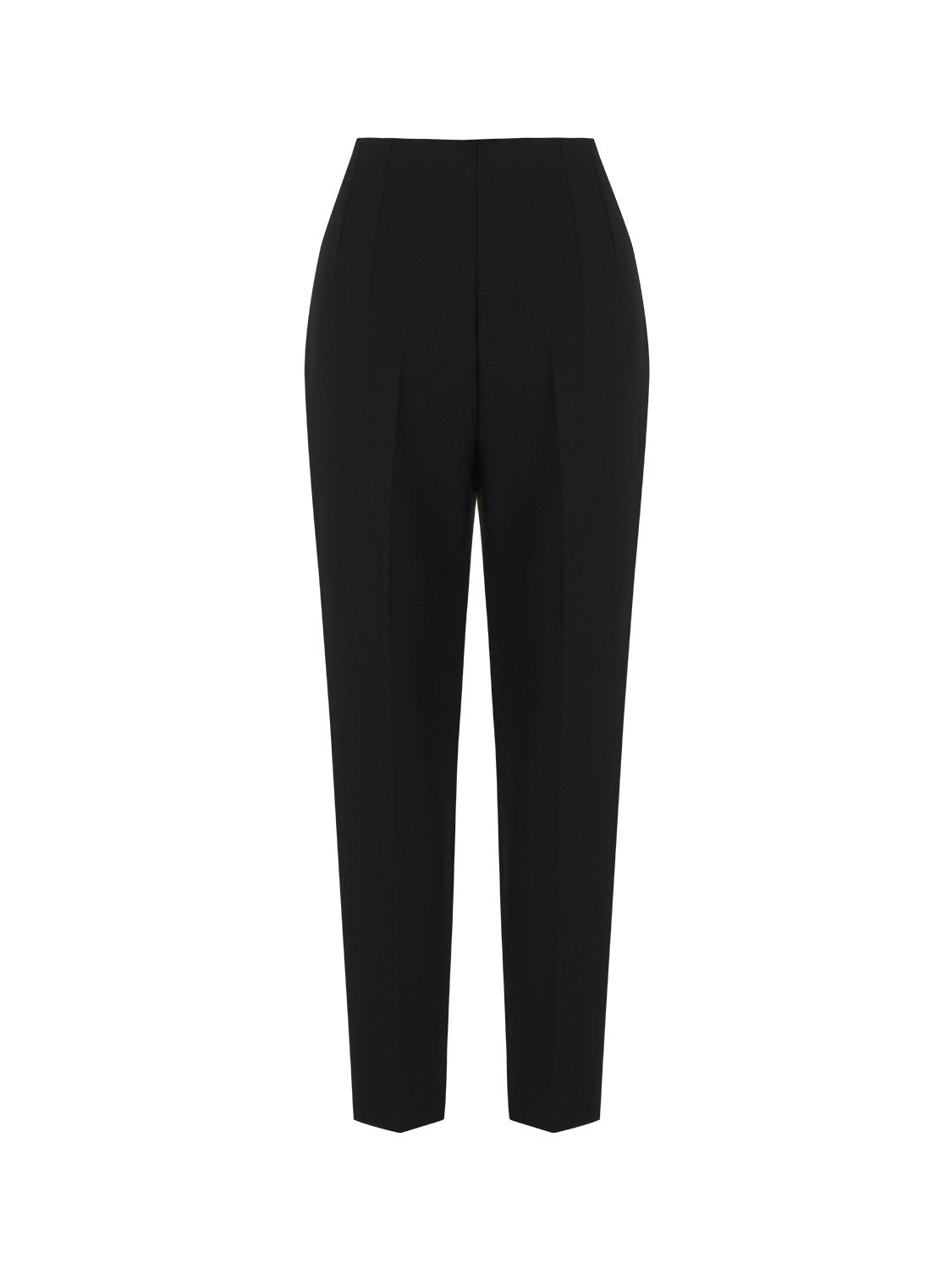 A pair of stylish high-waisted pants featuring side welt pockets and elegant pleat details, perfect for any occasion.