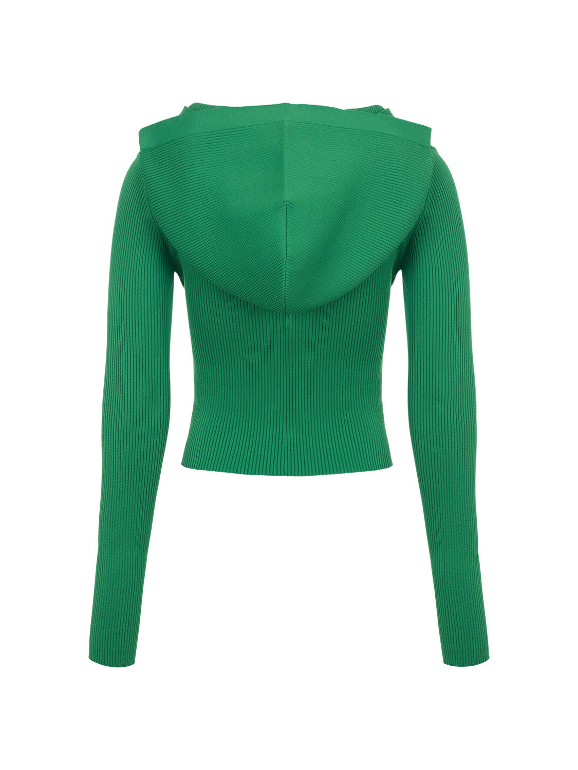 A stylish Hooded Knit Crop Top featuring a V-neck and long sleeves, showcasing a trendy design perfect for casual or dressy occasions.