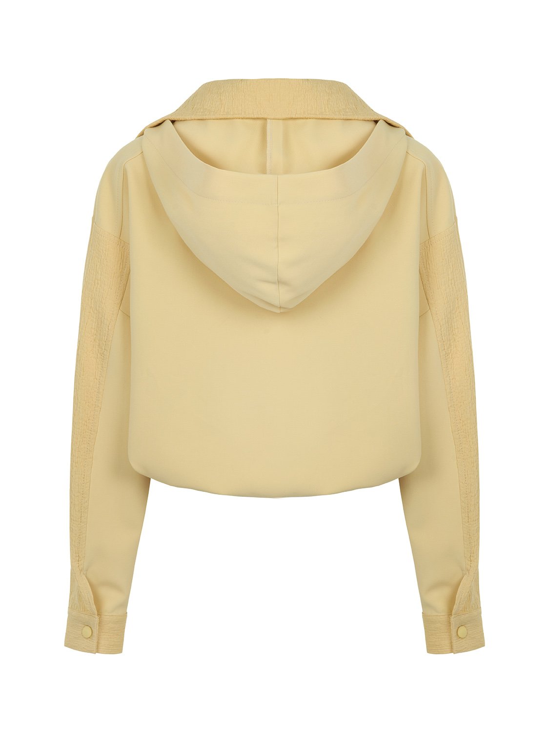 A cozy hooded sweatshirt featuring a wide V-neck, long sleeves, and an elastic waistband, perfect for casual wear.