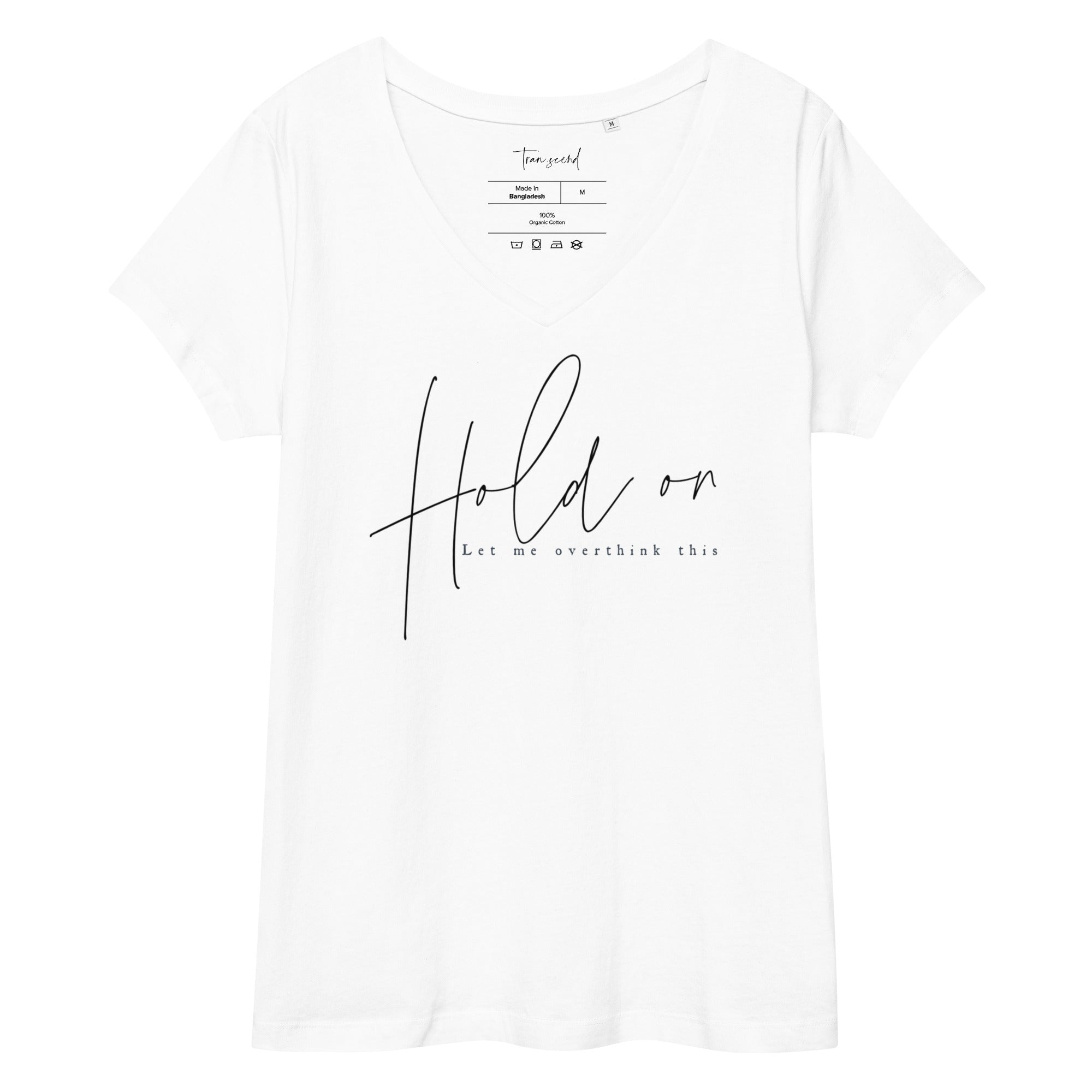 A stylish women's fitted V-neck t-shirt in soft organic cotton, featuring a snug fit and ribbed collar, perfect for layering or wearing alone.