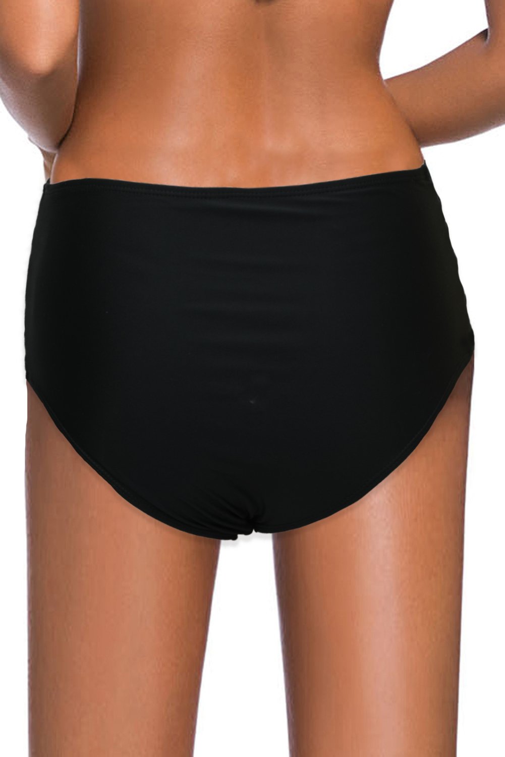 Hollow-out Sides High Waist Swim Bottoms featuring a chic design with cutouts and full back coverage, perfect for stylish beach outings.