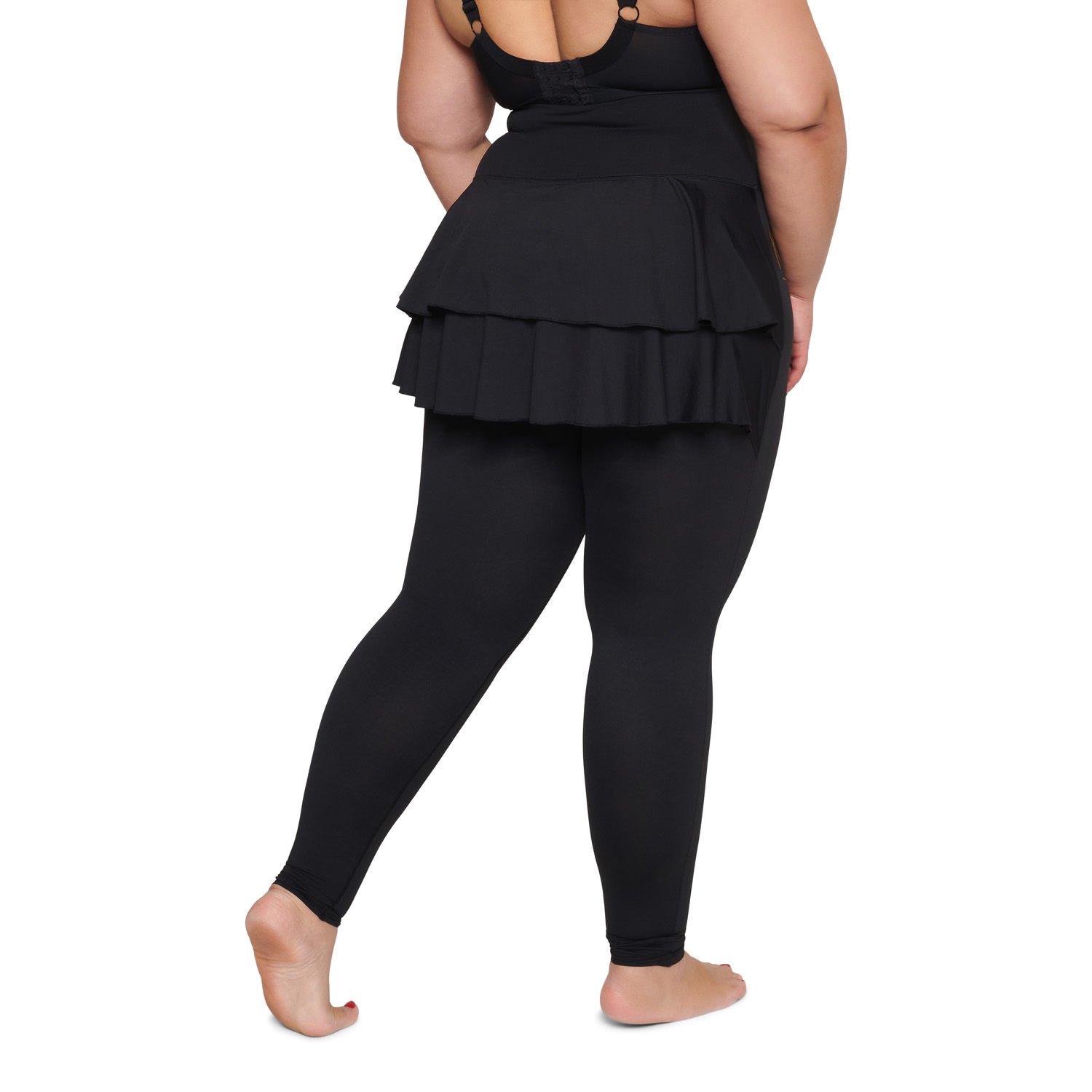 A pair of sleek black Hot Ballerina leggings designed for comfort and flexibility, featuring a high waist and a pocket for a smartphone.