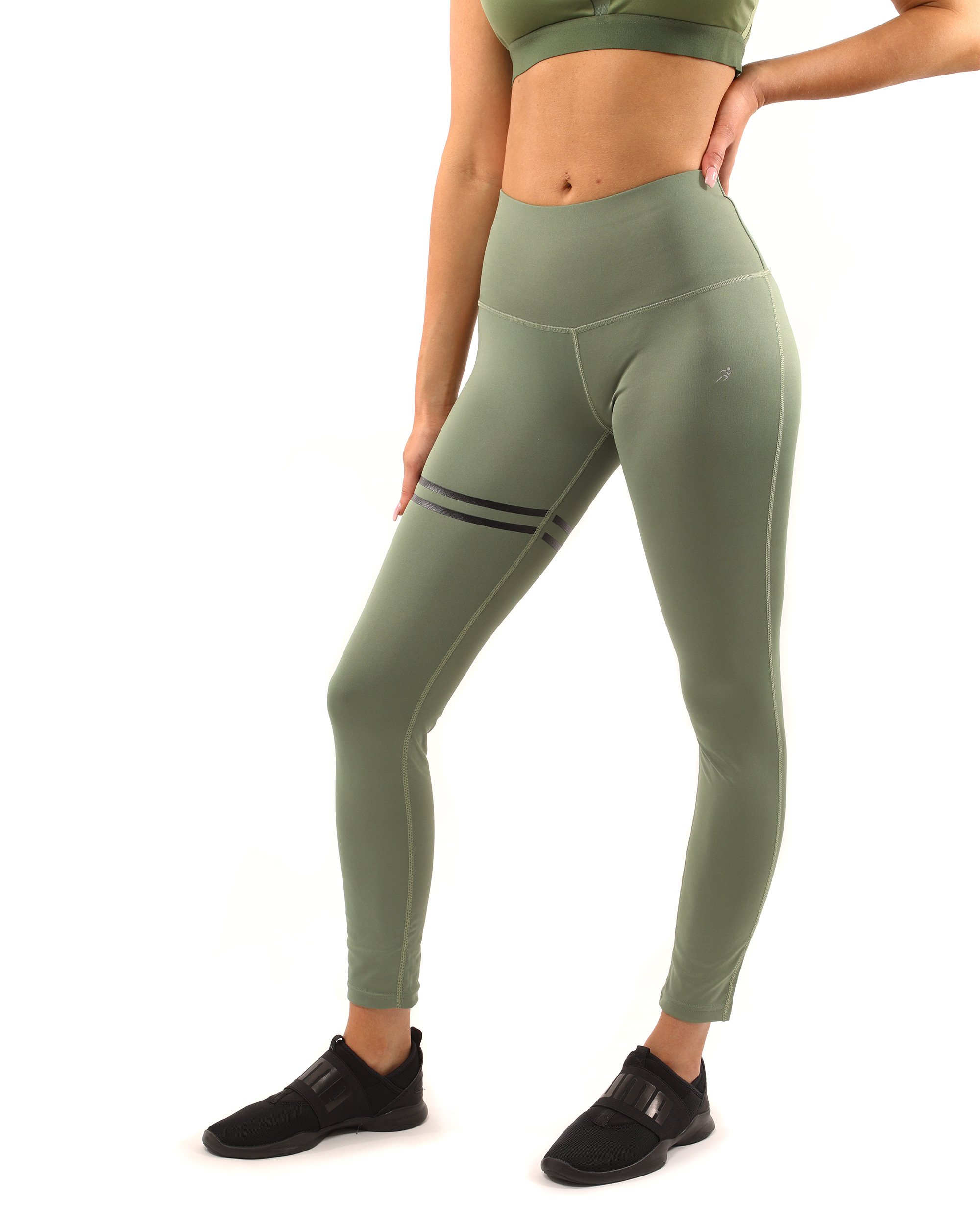 Savoy Active Huntington Leggings in olive green, showcasing a sculpted fit and stylish design, perfect for workouts and casual wear.