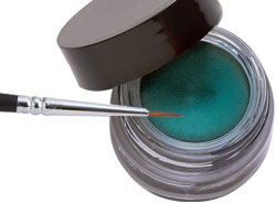 Indelible Gel Eyeliner in various vibrant colors displayed in a sleek container, showcasing its smooth texture and precision applicator.