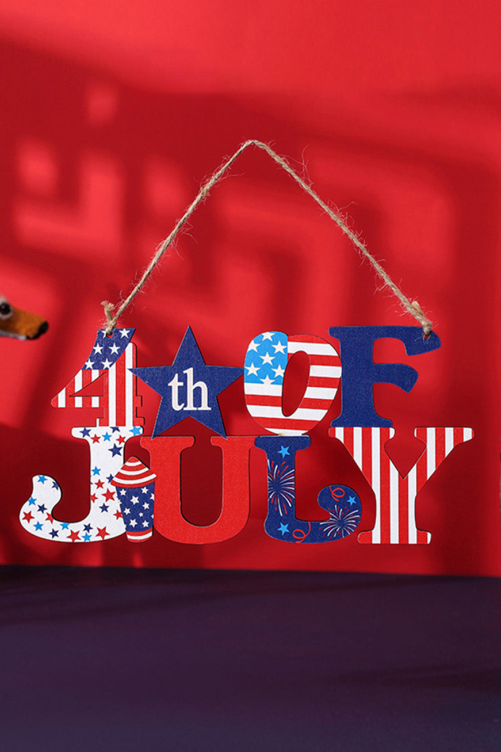 Independence Day Letter Decorative Ornament made of wood, featuring a festive design perfect for patriotic celebrations.