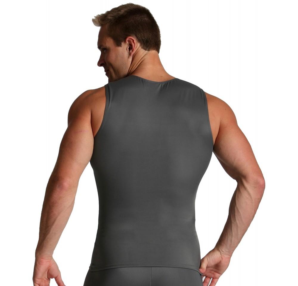 Insta Slim Activewear Compression Sleeveless V-Neck Tank in black, showcasing its sleek design and comfortable fit, ideal for workouts and casual wear.