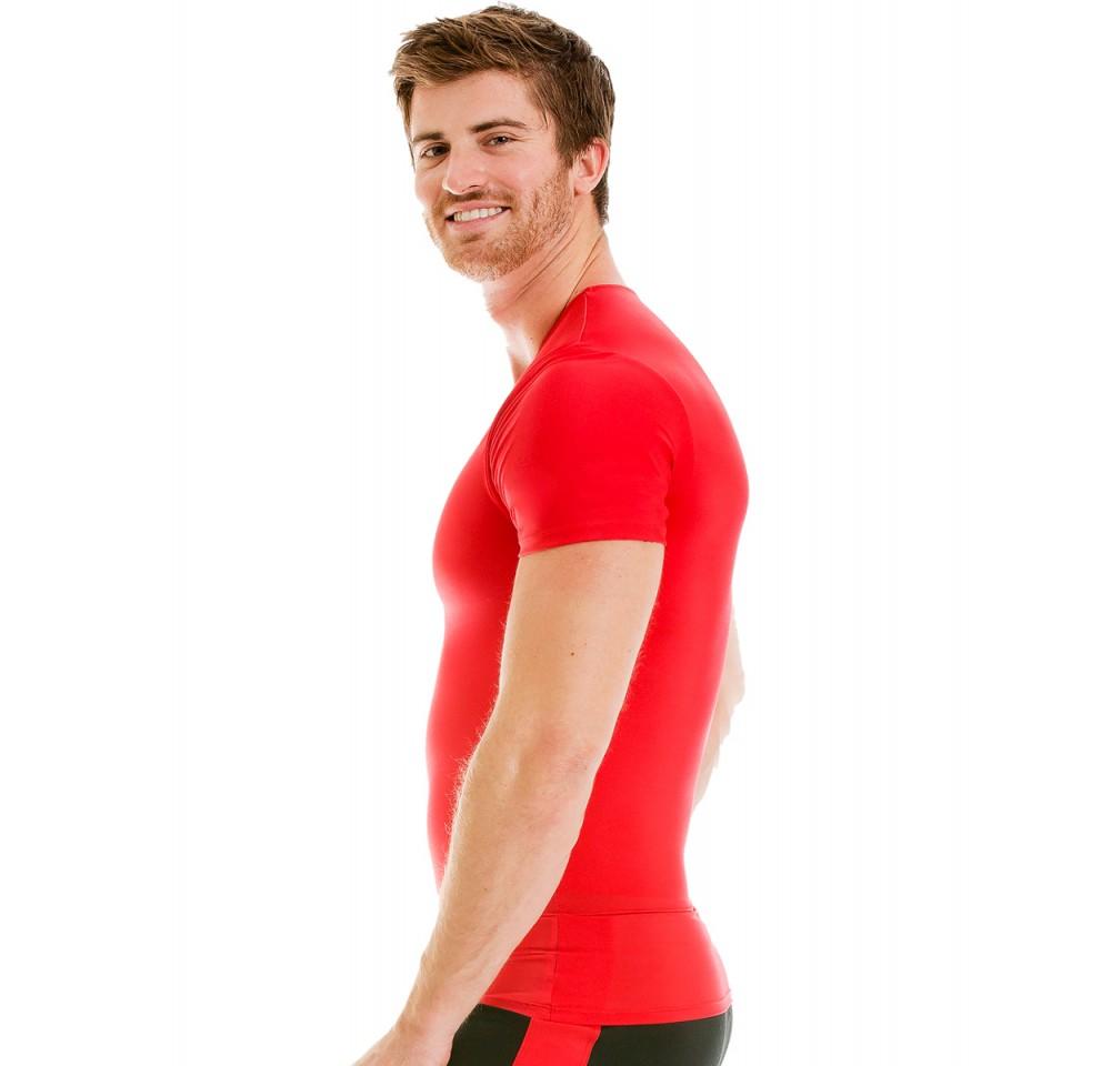 Insta Slim Big and Tall Activewear Compression Crew Neck shirt in black, showcasing its form-fitting design and comfortable fabric.