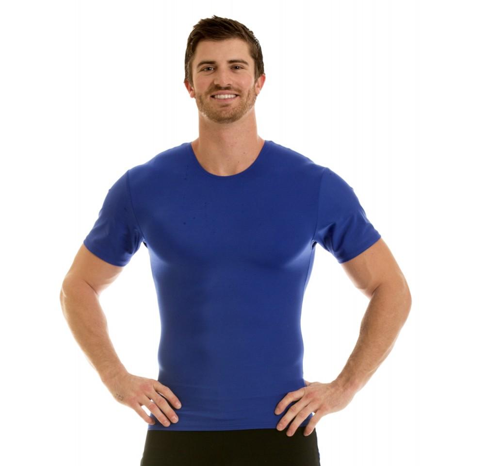 Insta Slim Big and Tall Activewear Compression Crew Neck shirt in black, showcasing its form-fitting design and comfortable fabric.