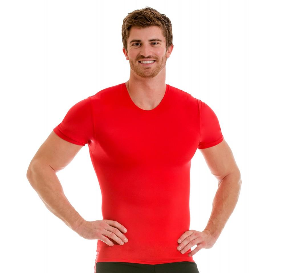 Insta Slim Big and Tall Activewear Compression Crew Neck shirt in black, showcasing its form-fitting design and comfortable fabric.