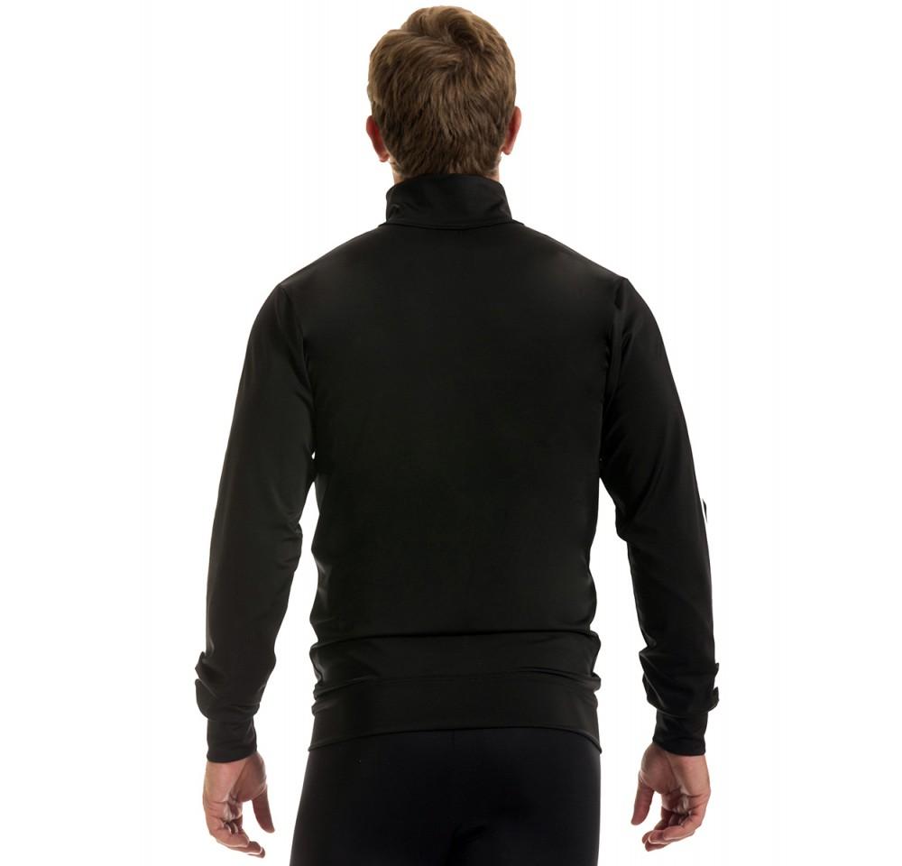 Insta Slim Compression Activewear Zip Up Jacket MA0011 in black with contrasting shoulder stripes, showcasing its stylish design and zippered pockets.