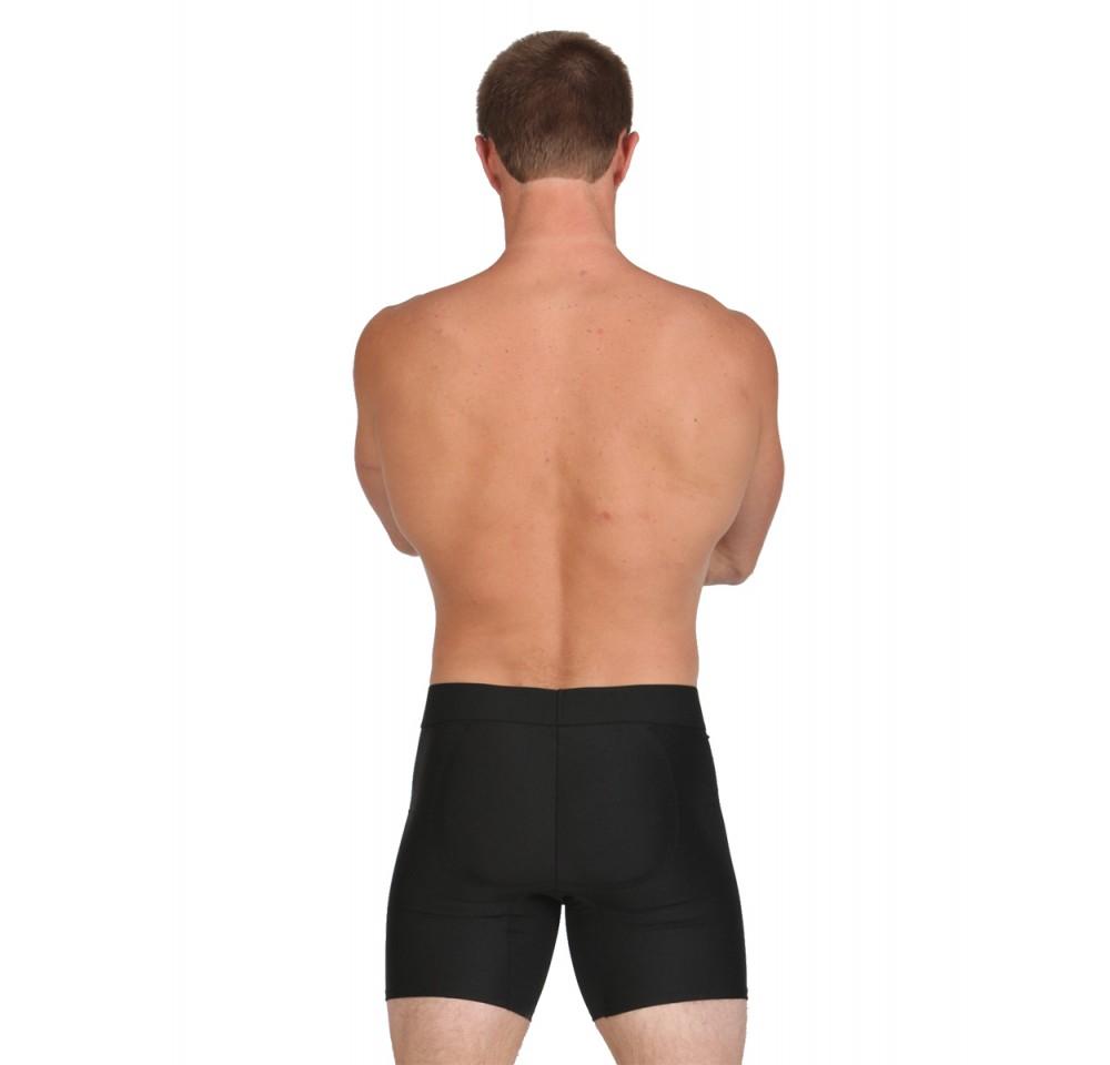 Insta Slim Compression Padded Butt Enhancer Boxer Briefs featuring removable pads for a lifted look, made from a blend of nylon and spandex.