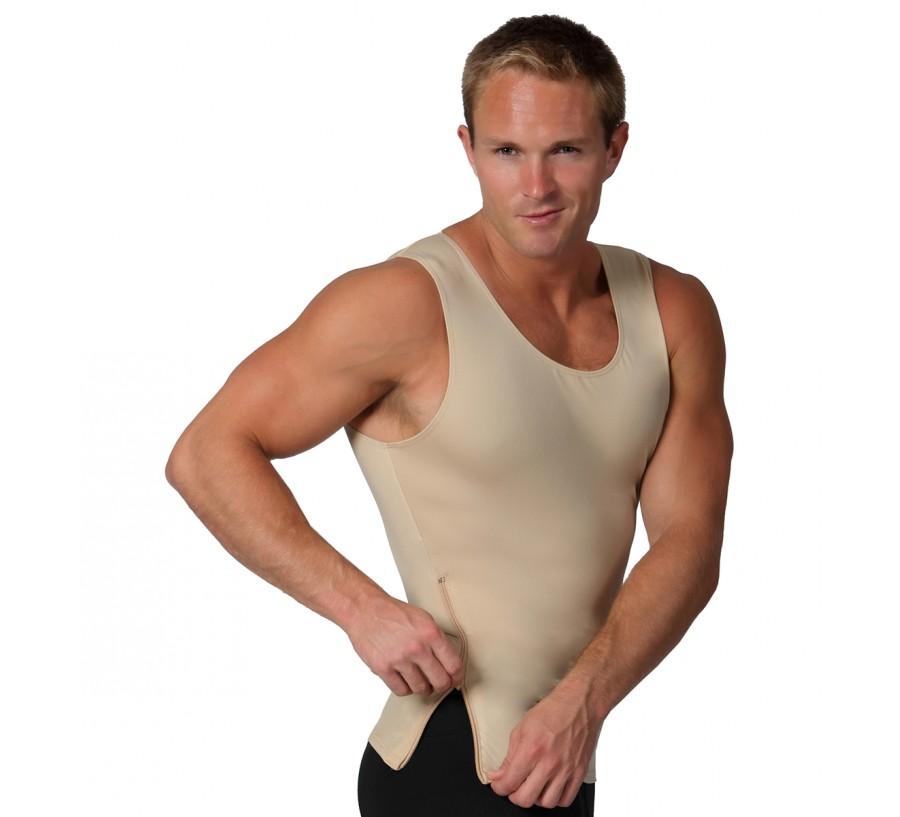 Insta Slim Compression Sleeveless Muscle Tank with Zipper MS00Z1, showcasing its sleek design and side zipper feature.