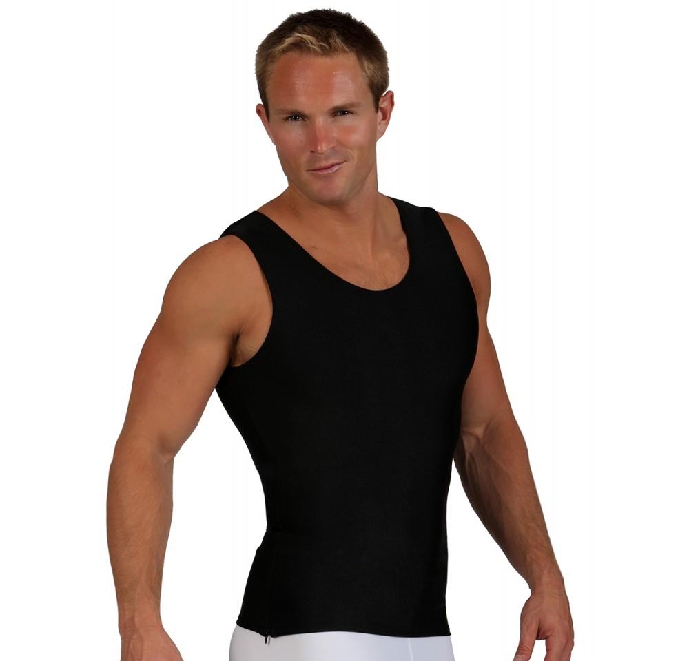 Insta Slim Compression Sleeveless Muscle Tank with Zipper MS00Z1, showcasing its sleek design and side zipper feature.