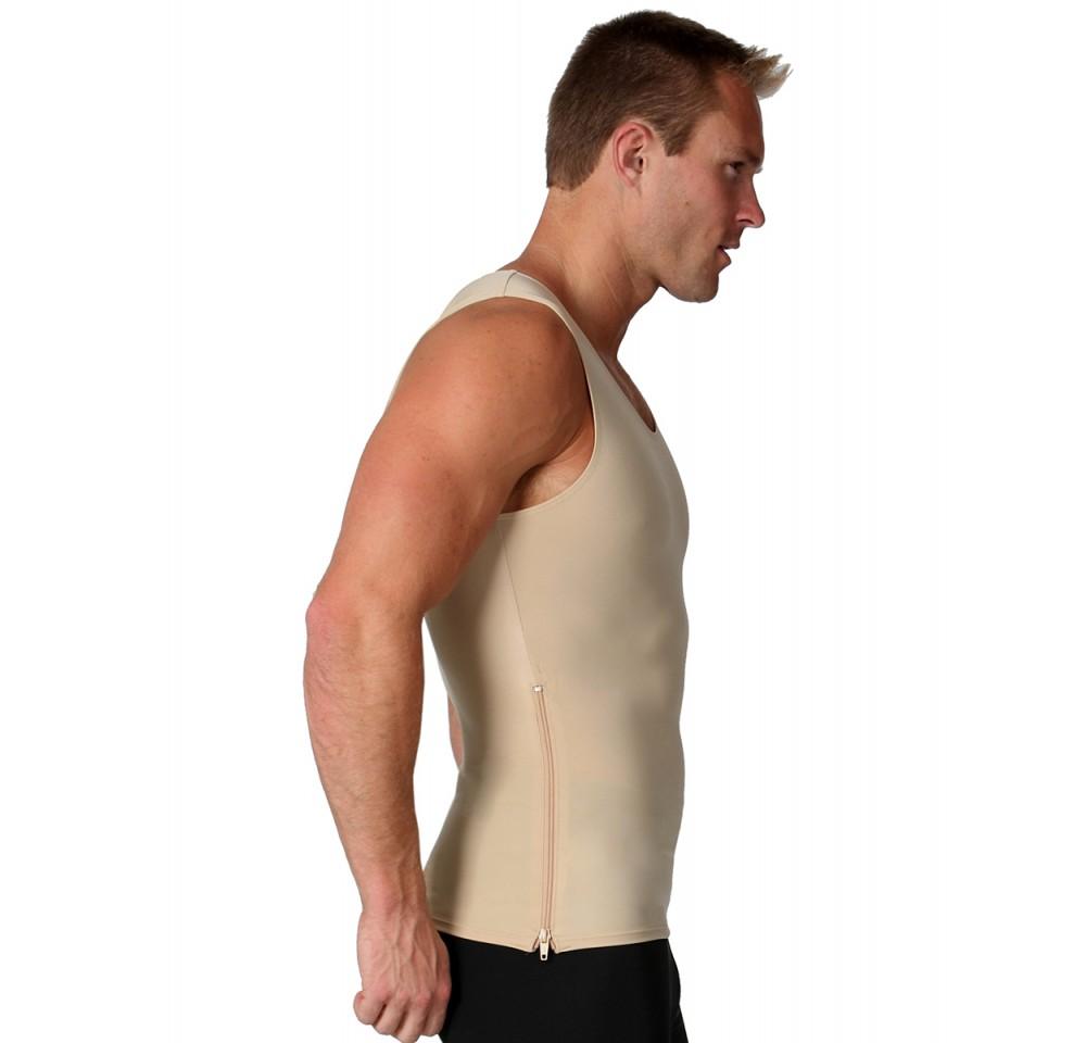 Insta Slim Compression Sleeveless Muscle Tank with Zipper MS00Z1, showcasing its sleek design and side zipper feature.