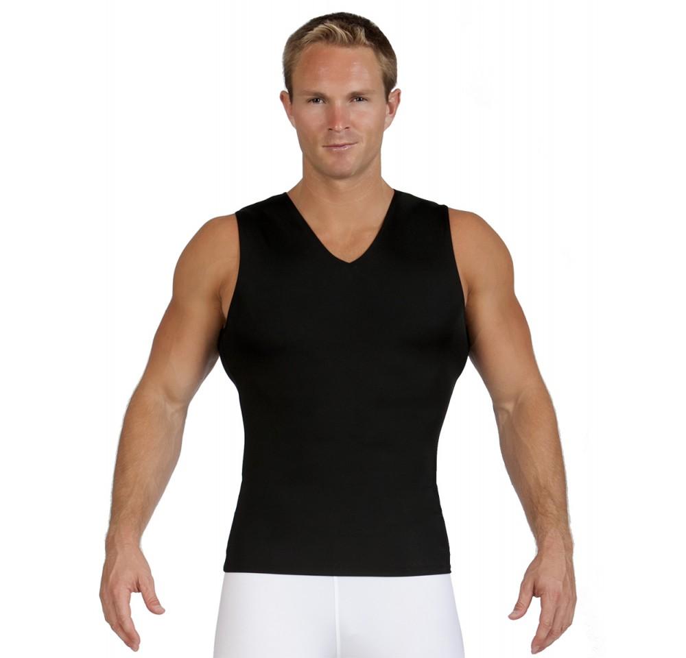 Insta Slim Compression Sleeveless V-Neck Tank VS00N1 in black, showcasing its sleek design and comfortable fit.