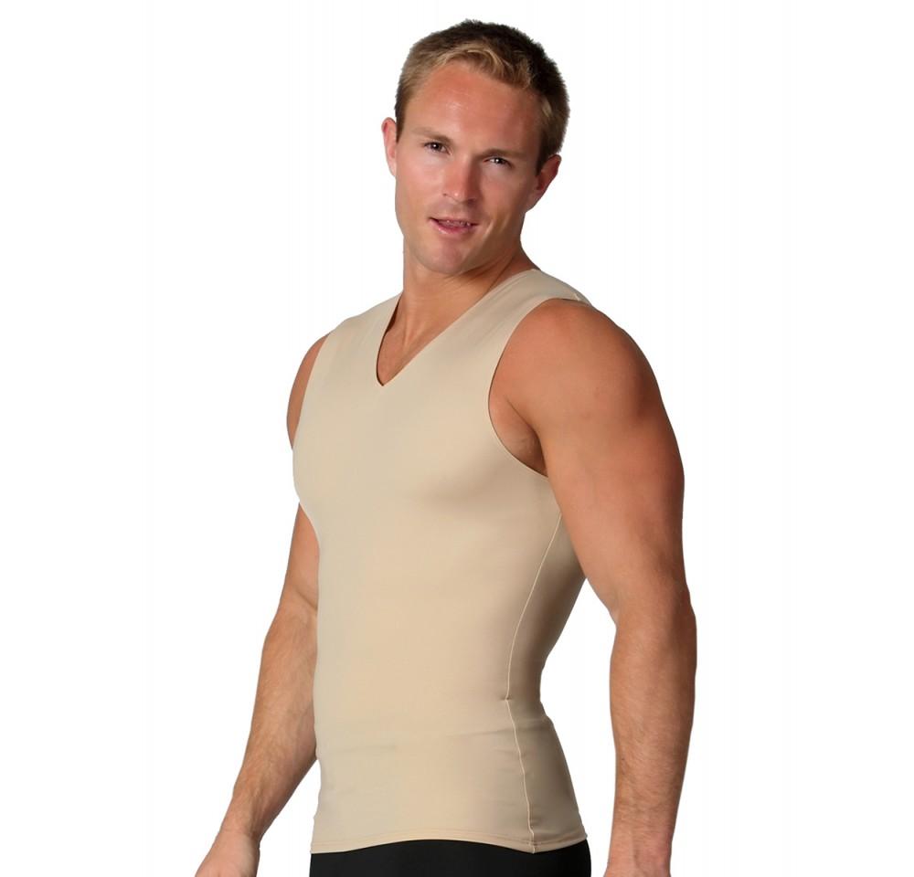 Insta Slim Compression Sleeveless V-Neck Tank VS00N1 in black, showcasing its sleek design and comfortable fit.