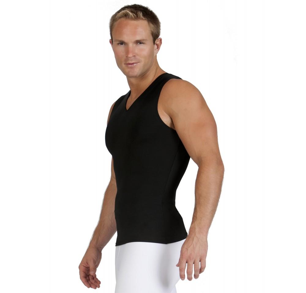 Insta Slim Compression Sleeveless V-Neck Tank VS00N1 in black, showcasing its sleek design and comfortable fit.