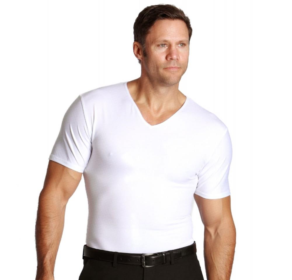 Insta Slim Compression V-Neck Shirt VS0001, showcasing its sleek design and comfortable fit, ideal for instant slimming.