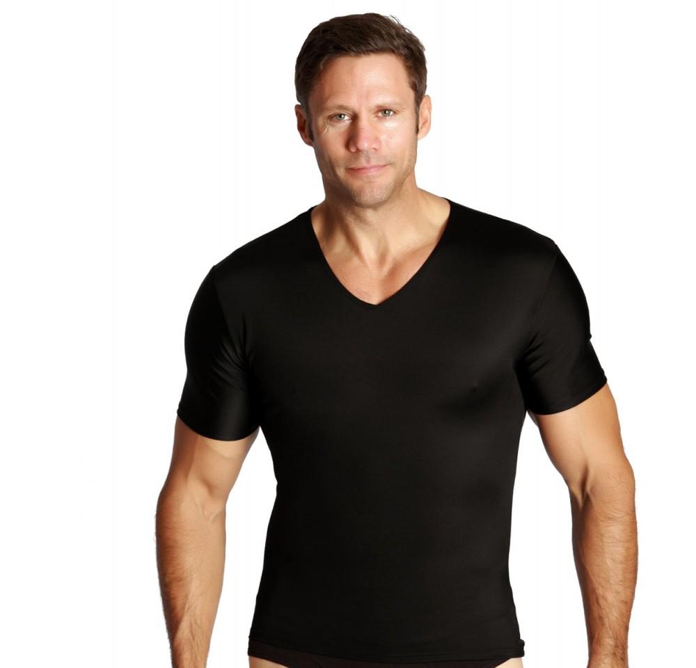 Insta Slim Compression V-Neck Shirt VS0001, showcasing its sleek design and comfortable fit, ideal for instant slimming.