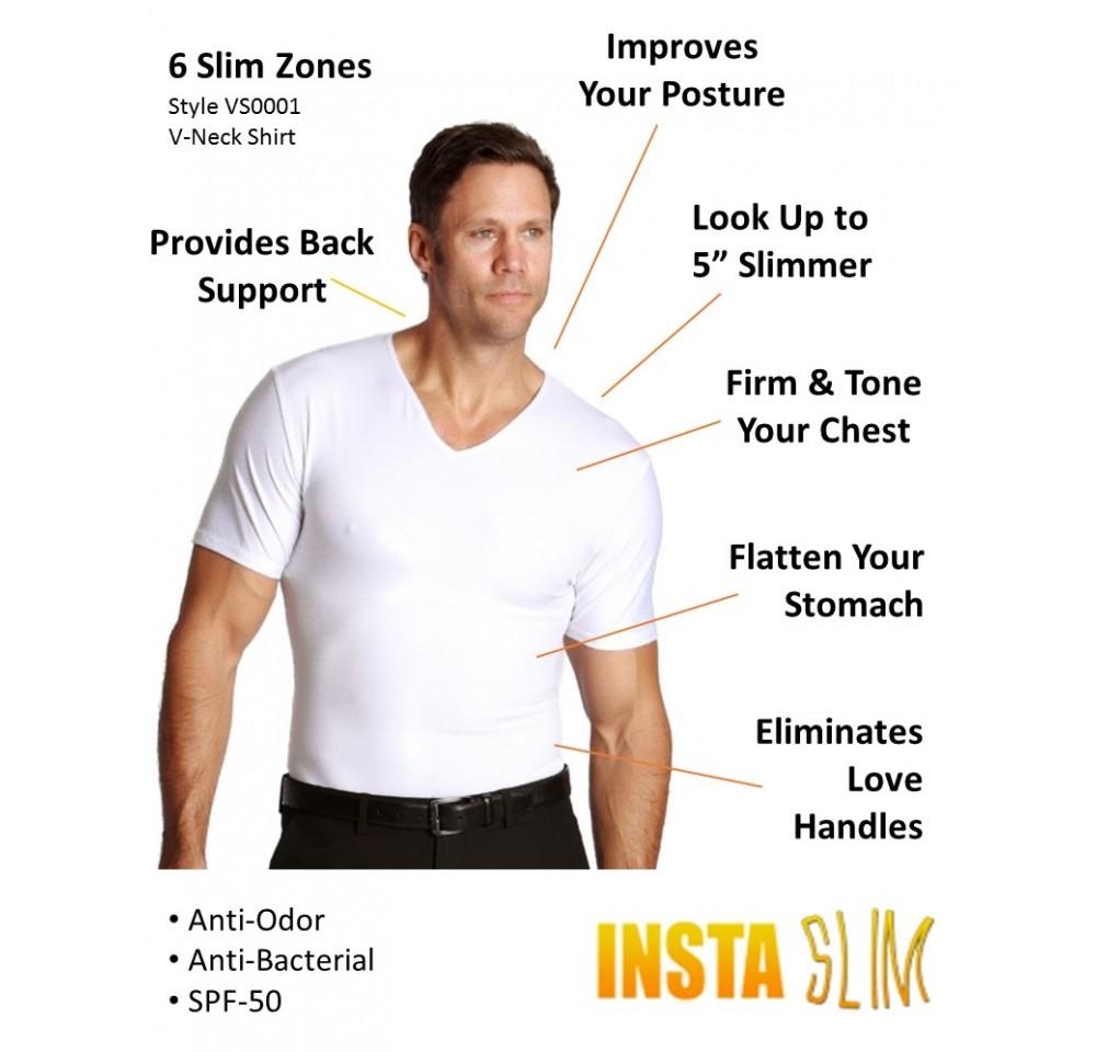 Insta Slim Compression V-Neck Shirt VS0001, showcasing its sleek design and comfortable fit, ideal for instant slimming.