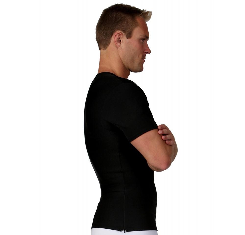 Insta Slim High Compression Crew Neck Shirt TS00Z1, featuring a side zipper and made from a blend of nylon and spandex for comfort and support.