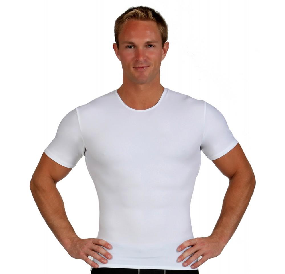 Insta Slim High Compression Crew Neck Shirt TS00Z1, featuring a side zipper and made from a blend of nylon and spandex for comfort and support.