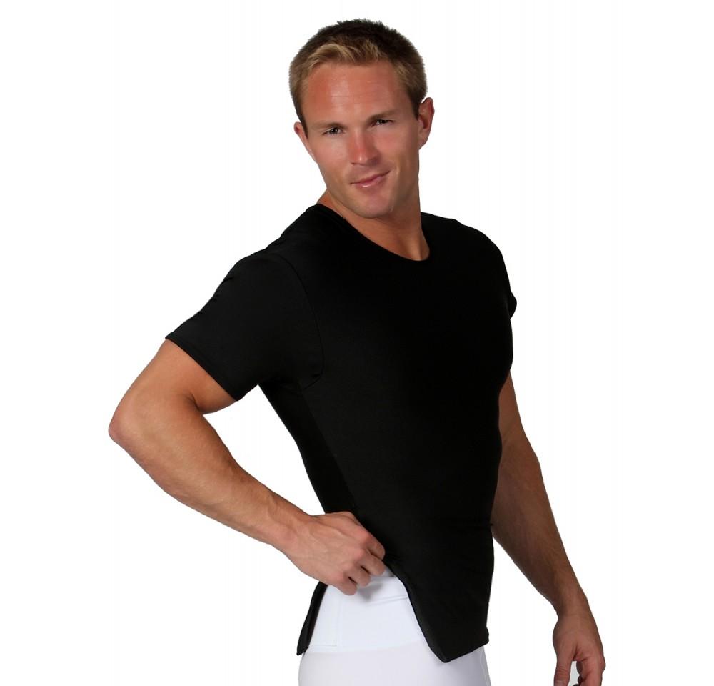 Insta Slim High Compression Crew Neck Shirt TS00Z1, featuring a side zipper and made from a blend of nylon and spandex for comfort and support.