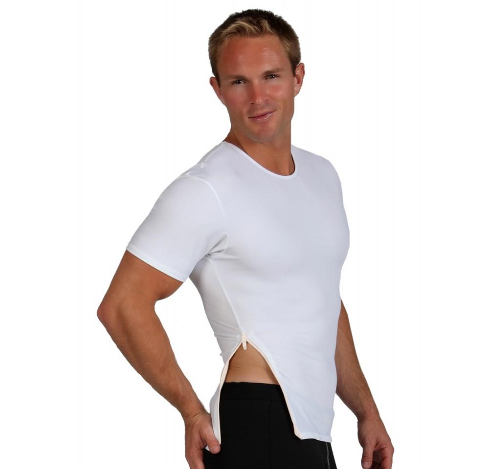 Insta Slim High Compression Crew Neck Shirt TS00Z1, featuring a side zipper and made from a blend of nylon and spandex for comfort and support.