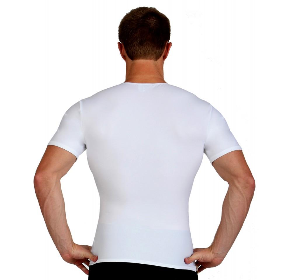 Insta Slim High Compression Crew Neck Shirt TS00Z1, featuring a side zipper and made from a blend of nylon and spandex for comfort and support.