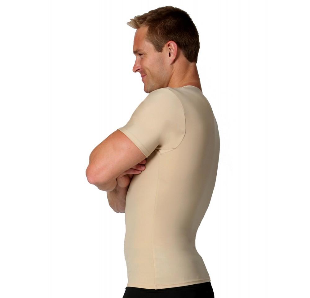 Insta Slim High Compression Crew Neck Shirt TS00Z1, featuring a side zipper and made from a blend of nylon and spandex for comfort and support.