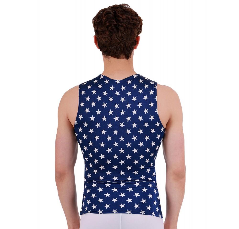 Insta Slim Stars Activewear Sleeveless Crew-Neck tank top in a stylish design, showcasing its breathable fabric and medium compression fit.