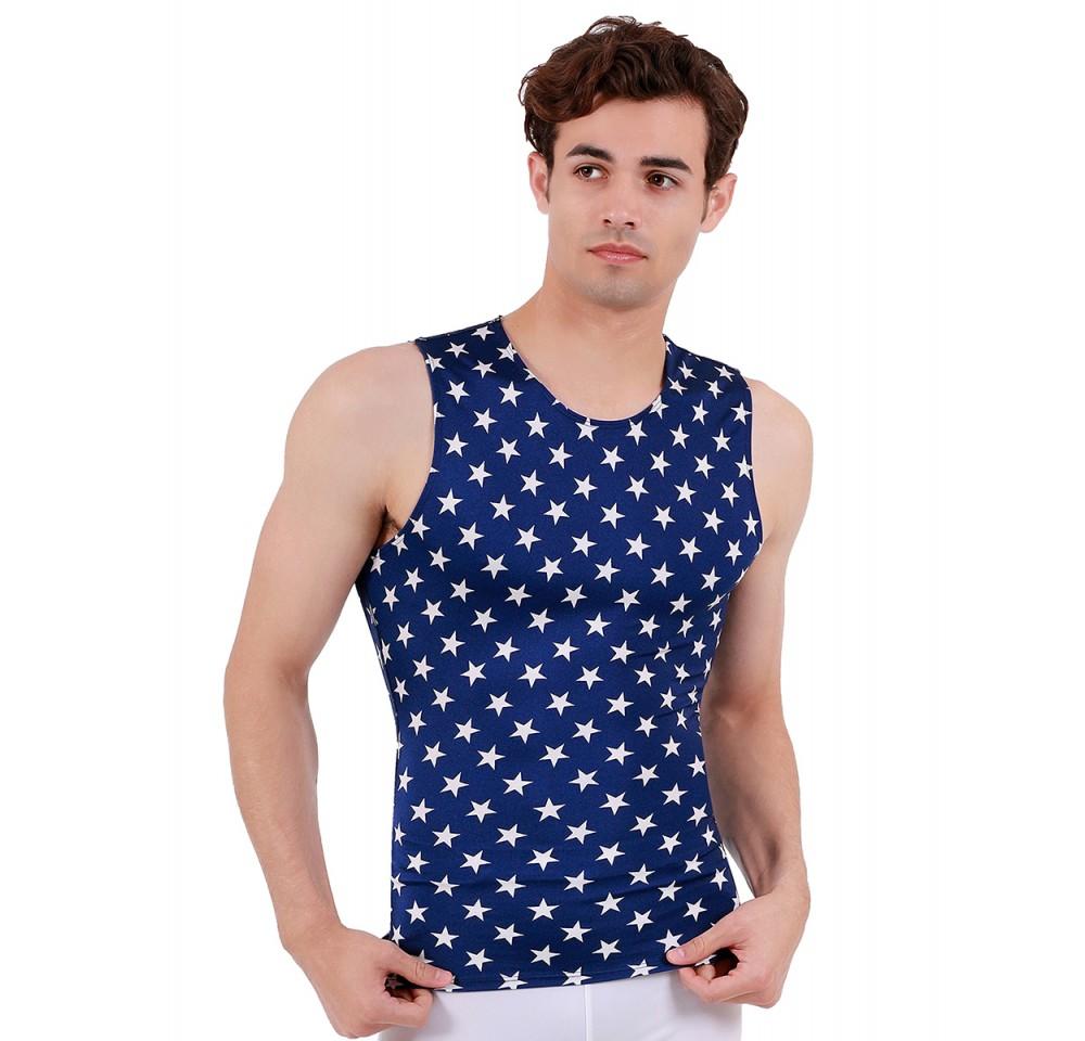 Insta Slim Stars Activewear Sleeveless Crew-Neck tank top in a stylish design, showcasing its breathable fabric and medium compression fit.