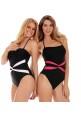 InstantFigure Contrast Twist Front One Piece Swimsuit in black, featuring a twist front design and adjustable straps.