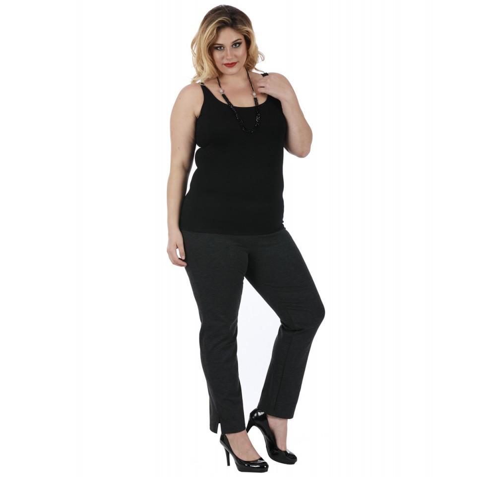 InstantFigure Curvy Plus Size Straight Leg Pant with Slit, featuring a mid-rise waistband, slim fit, and stylish side slits, perfect for day-to-night wear.