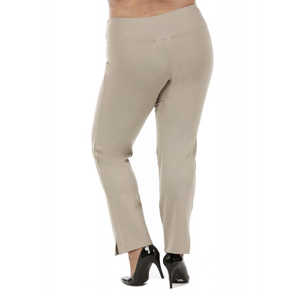 InstantFigure Curvy Plus Size Straight Leg Pant with Slit, featuring a mid-rise waistband, slim fit, and stylish side slits, perfect for day-to-night wear.