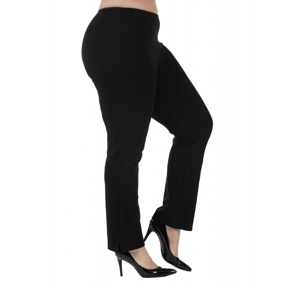 InstantFigure Curvy Plus Size Straight Leg Pant with Slit, featuring a mid-rise waistband, slim fit, and stylish side slits, perfect for day-to-night wear.