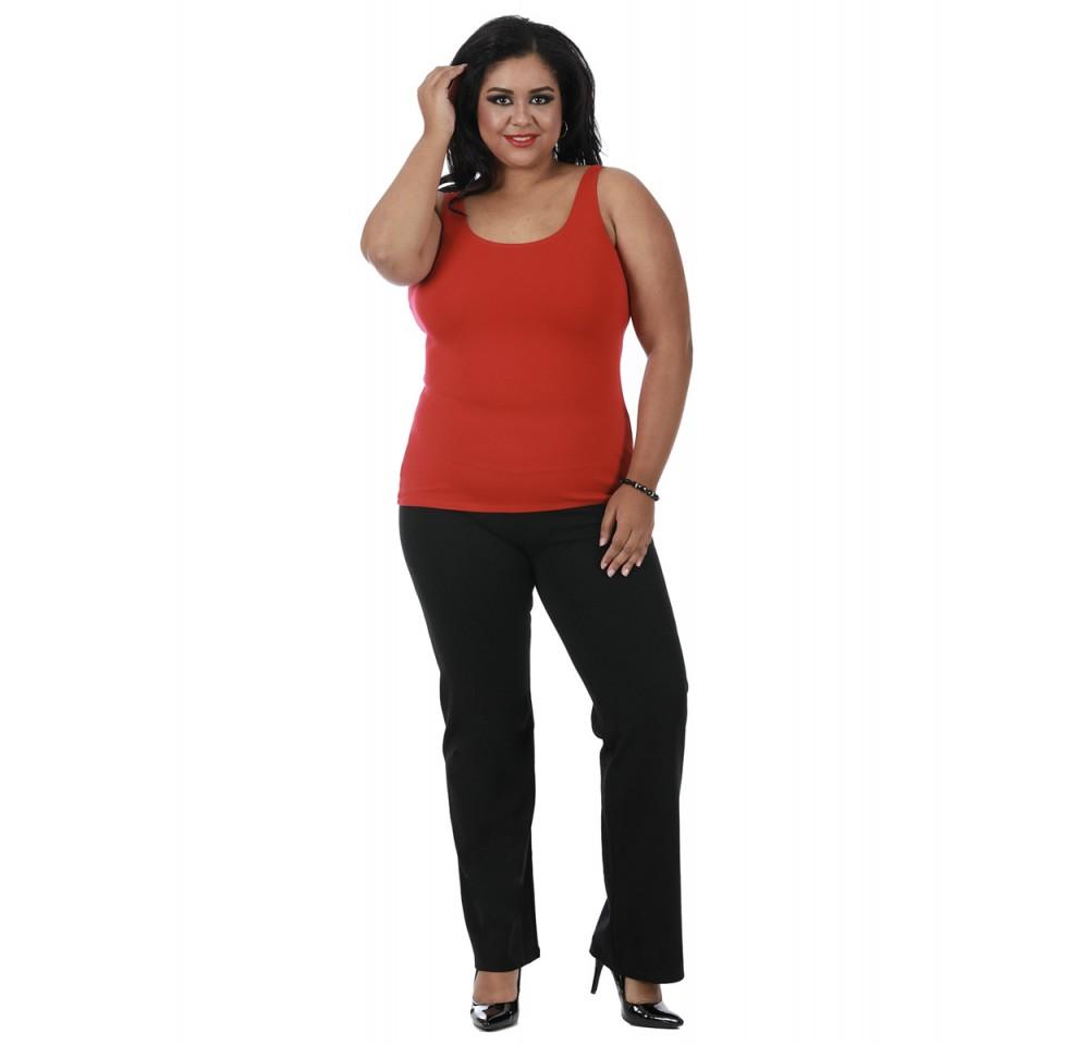 InstantFigure Curvy Plus Size Straight Wide Leg Pant in black, featuring a mid-rise design, elastic waistband, and relaxed fit for comfort.