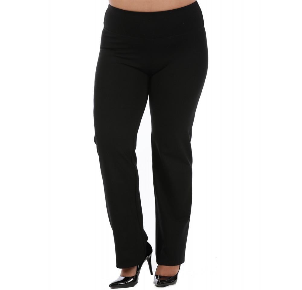 InstantFigure Curvy Plus Size Straight Wide Leg Pant in black, featuring a mid-rise design, elastic waistband, and relaxed fit for comfort.