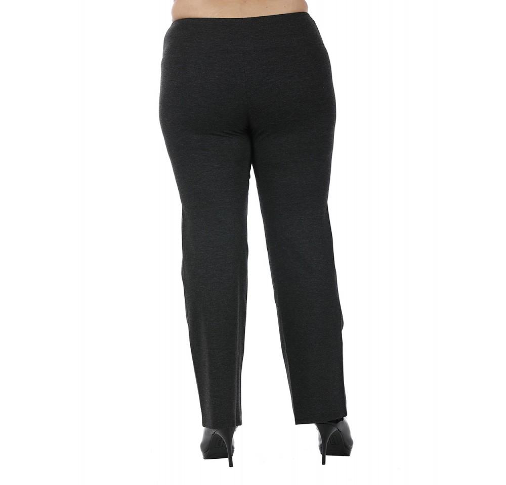 InstantFigure Curvy Plus Size Straight Wide Leg Pant in black, featuring a mid-rise design, elastic waistband, and relaxed fit for comfort.