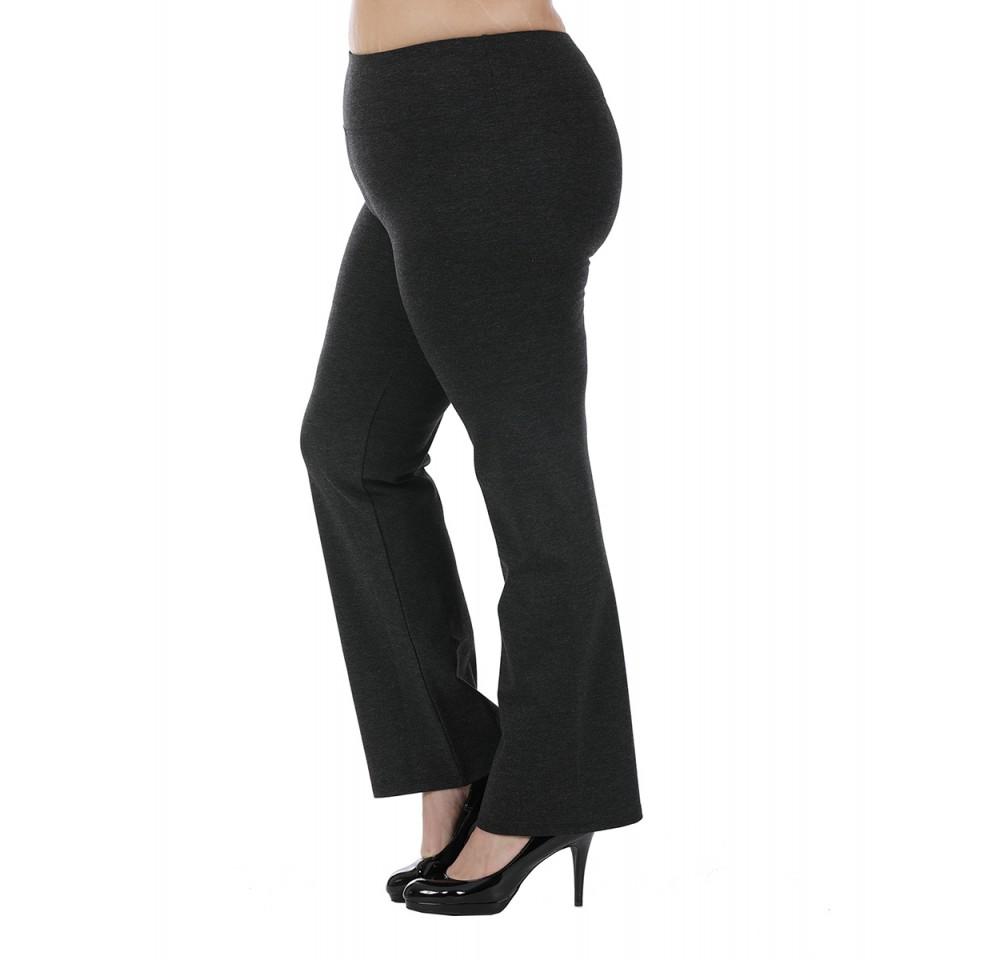 InstantFigure Curvy Plus Size Straight Wide Leg Pant in black, featuring a mid-rise design, elastic waistband, and relaxed fit for comfort.