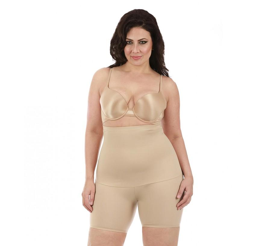 InstantFigure Hi-Waist Shorts in plus size, showcasing a high-waist design for tummy control and comfort.