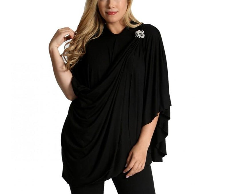 InstantFigure Instawrap Convertible Short Shawl with Arm Holes in a stylish design, showcasing its versatility and soft fabric.