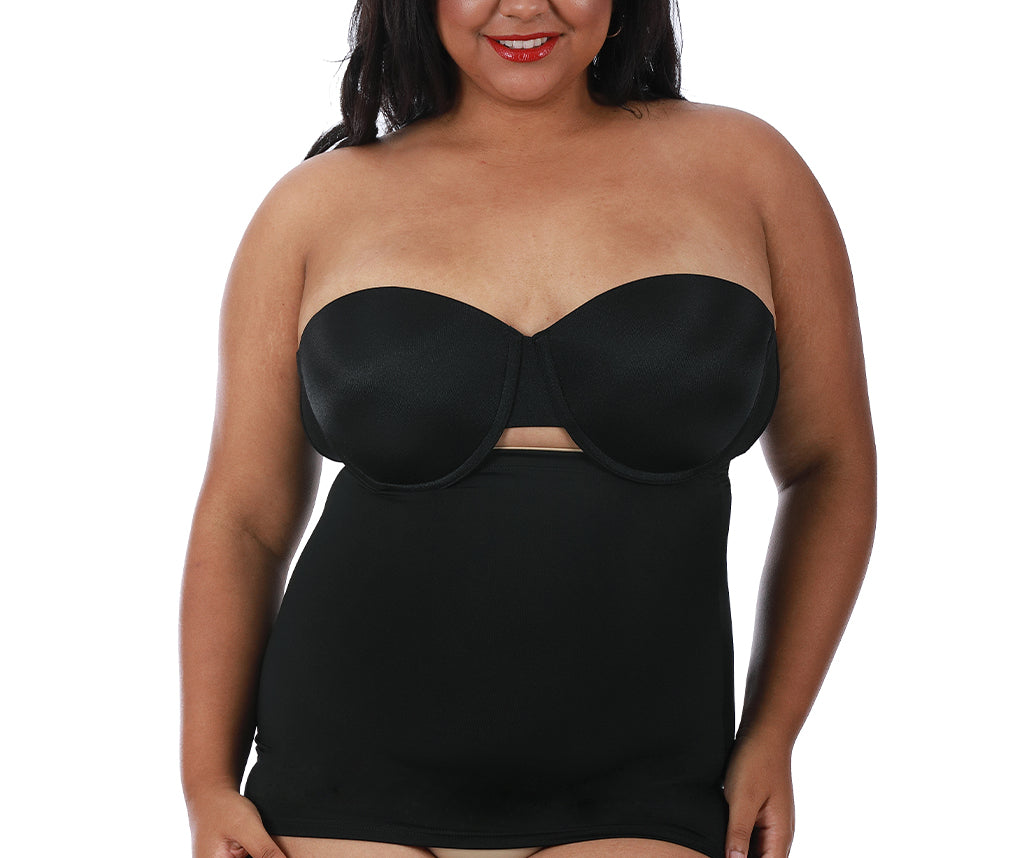 InstantFigure Magic Tube Belt in black, showcasing seamless design and plus size fit for women.