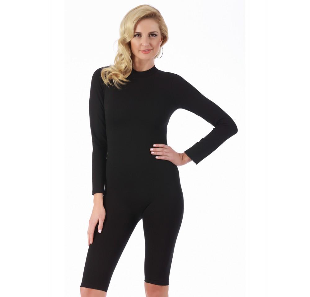 InstantFigure Mock Neck Jumper Short featuring a stylish mock neck, long sleeves, and knee-length design, made from comfortable stretch fabric.