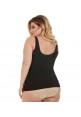 InstantFigure Plus Size Empire Seam Tank Top in black, showcasing its scoop front and back design, ideal for a flattering fit.