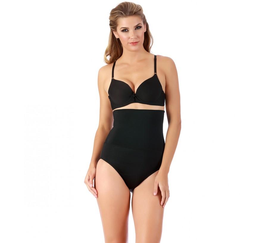 InstantFigure Hi-Waist Double Control Slimming Panty WPY020 in black, showcasing its high-waisted design and soft fabric.