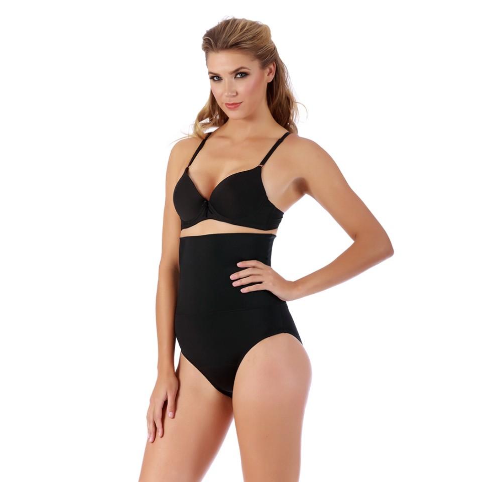 InstantFigure Hi-Waist Double Control Slimming Panty WPY020 in black, showcasing its high-waisted design and soft fabric.